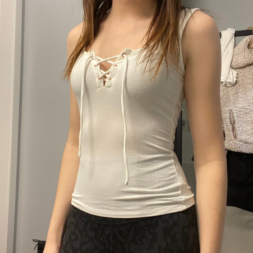 ✰ American Eagle Ribbed Tank Top ✰ (WHITE)